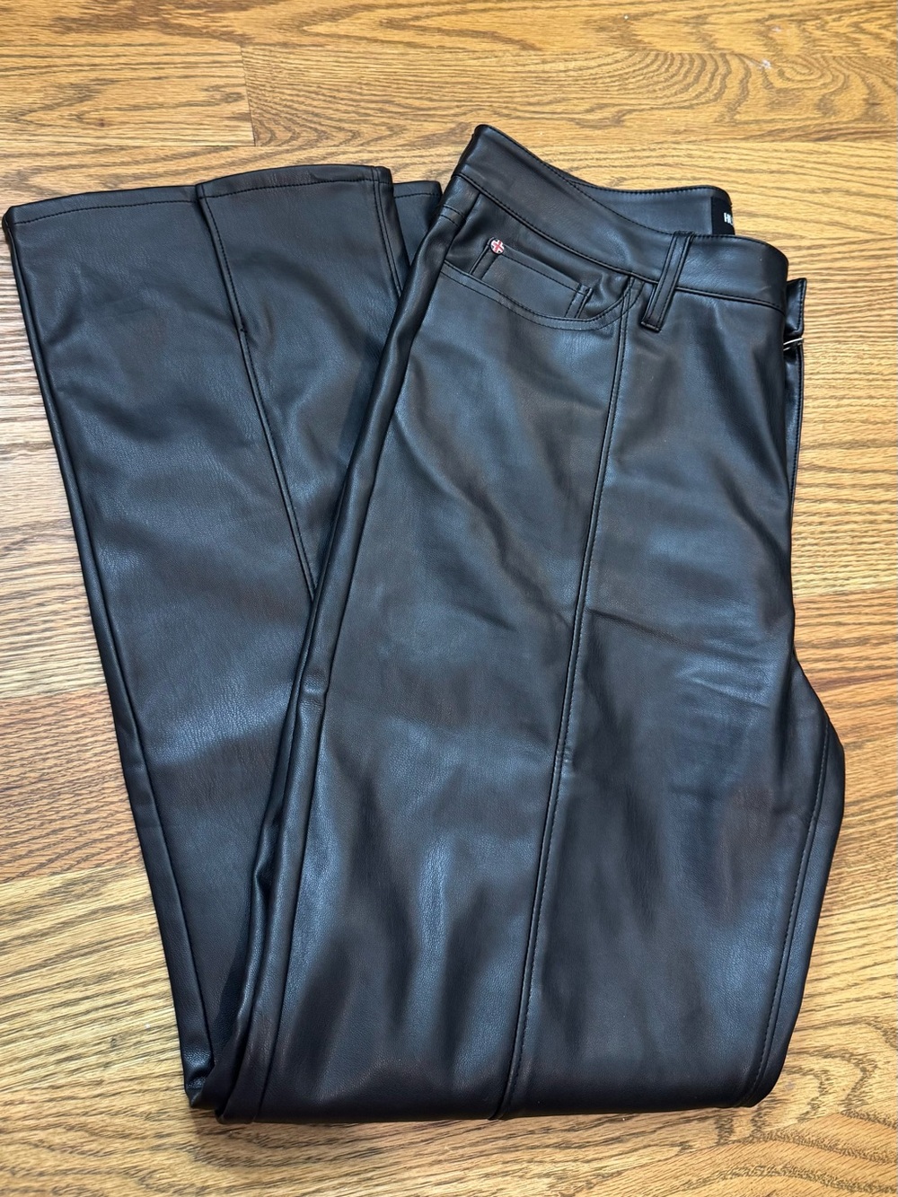 Hudson Black Faux Leather Straight-Leg Pants